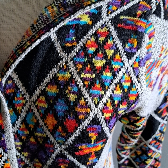 NORTHERN ANGEL Aztec Southwestern long open front cardigan duster hood sweater S - Picture 10 of 12